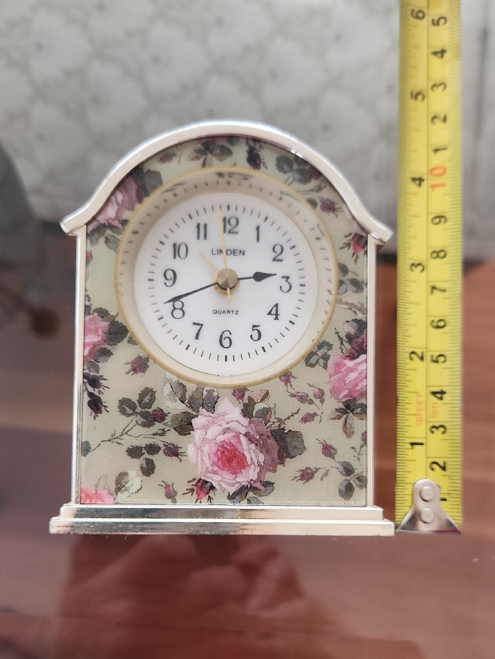 Linden Rose-Print Pink and Cream Clock